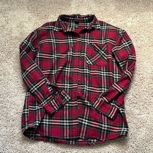 Wild Fable, red, gold, and black plaid long sleeve tee (M)